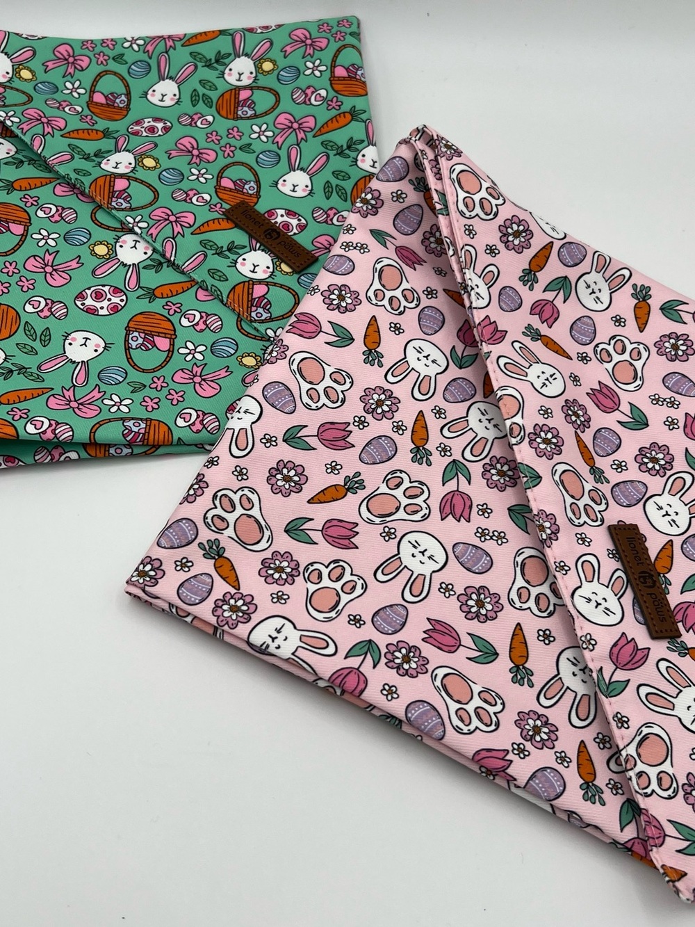 Easter Bunny Print Bandana Dog Scarf - Pink & Mint New size Large